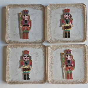 Hand Crafted Nutcracker Coasters - Red and Gold